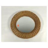 Wicker wrapped round mirror, 19" across
