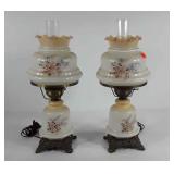 Pair of parlor lamps, tops and bases light, stand