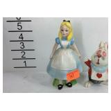 Figurines, Alice and the white rabbit marked Walt