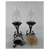 Home decor, includes two candlestick holders with
