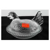 Glassware, nesting hen, 7"