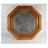 Leaded glass octagon window, opens, measures a