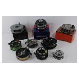 Group of 8 Fly fishing reels, some with original