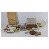 Group of fly fishing items, hooks, lures, 1942