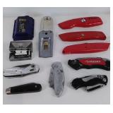 Group of Utility Knives, blades, and pocket