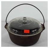Cast iron pot with glass lid, 10"