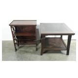 End table and magazine stand, both need work,