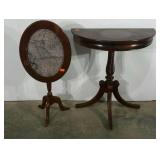 Accent tables, oval marble top and half-moon, 30"