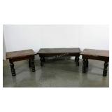 Coffee table and two end tables, finish as shown,