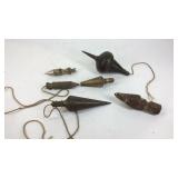 Plumb bobs, two are marked general hardware NO