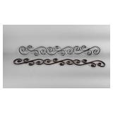 Pair of metalworks wall hangings, 37" × 5"