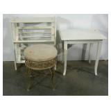 Book rack, table, vanity stool, rack is 30" tall