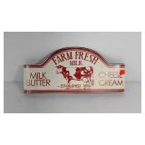 Farm Fresh Milk metal wall hanging, 18x8