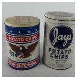 Advertising, two potato chip tins, Jay