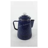 Kitchenwares, blue splatter enameled percolator,