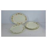 China platter and 4 plates, marked Superior Hall