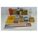 Group of old medicine cabinet items, castor oil,