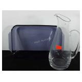 Glassware, Pyrex casserole dish and water pitcher
