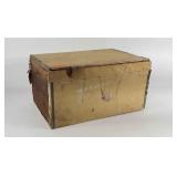 Canvas wrapped divided wooden trunk, 21" × 13.5"