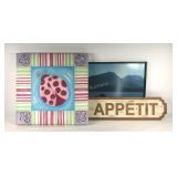 Wall Art, Bon Appetit sign 42x8, lady bug decor