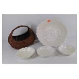 Salad serving bowl, 3 individual salad bowls,