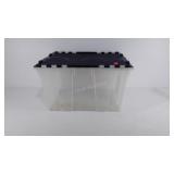 Plastic storage tote with attached lid, 12 gallon