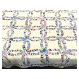 Wedding ring quilt, handmade, 85x69, needs