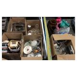 Skid with glassware, mason jars, ironing board,