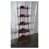 Walnut Corner Curio Shelf. Having 5 final decor
