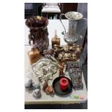 Home decor- figures, wall shelves, pottery & metal