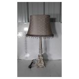Designers Table Lamp. Cherub metal base with oval