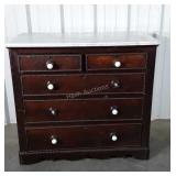 Victorian Marble top Dresser, 2 narrow over 3