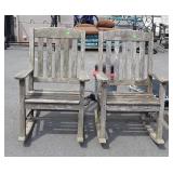 Two wooden porch rockers
