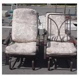 Four aluminum framed patio chairs with cushions,