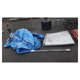 Large blue tarp and large Gray tarp and