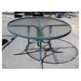 Glass top patio table, 48" in diameter