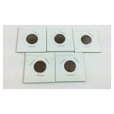 Five Wheat pennies 1916-1920