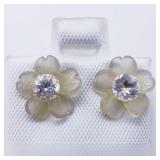 14K Yellow Gold 2 White Topaz(0.45ct) Mother Of