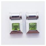 Silver 2 Peridot Pendants Pendant (~weight 3.8g)