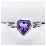 Silver Amethyst And Marcasite Ring, 7.75