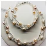 Fresh Water Pearl Bracelet And Necklace Set