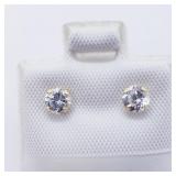 14K Yellow Gold Cz Stud Earrings, Made in Canada