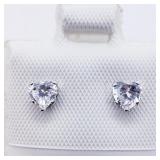 14K White Gold Cubic Zirconia Earrings, Made in