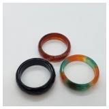 Pack Of 3 Eternity Style Agate Ring, sizes 7.5