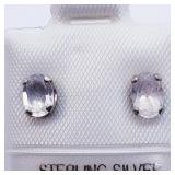 Silver Rose Quartz Stud Earrings