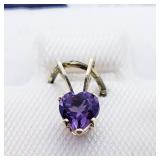 14K Yellow Gold Amethyst Pendant, Made in Canada