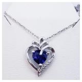 Silver Created Sapphire Necklace