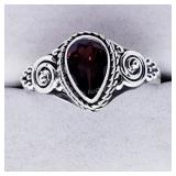Silver Garnet Ring, size 6