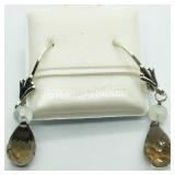 Silver Smokey Quartz Earrings, Made in Canada