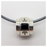 Silver Bead With Cord Necklace